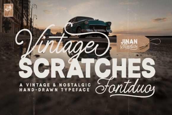 Vintage Scratches Duo: A Font with Built-In Character